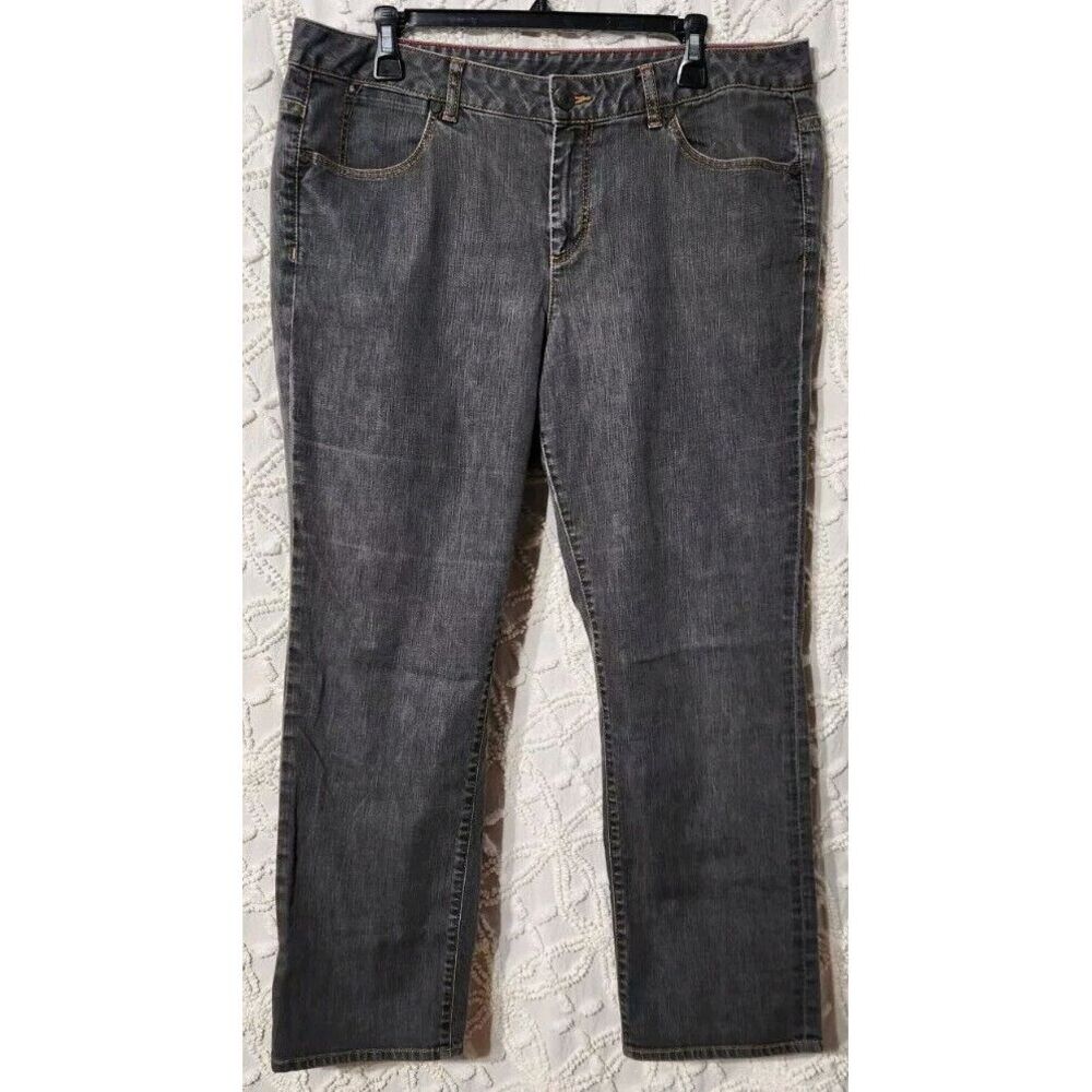 Talbots Jeans Womens 36x28 Grey Black Wash Boot‎ Cut No Holes Classic Basics